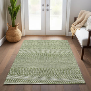 Piper Looms Chantille Stripes ACN939 Green Machine Washable Area Rug Lifestyle Image Feature