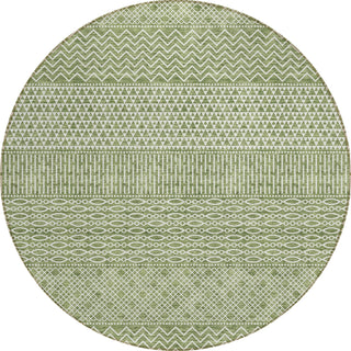 Piper Looms Chantille Stripes ACN939 Green Machine Washable Area Rug Round Main Image