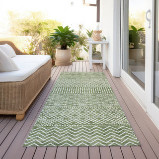 Piper Looms Chantille Stripes ACN939 Green Machine Washable Area Rug Runner Outdoor Lifestyle Image Feature