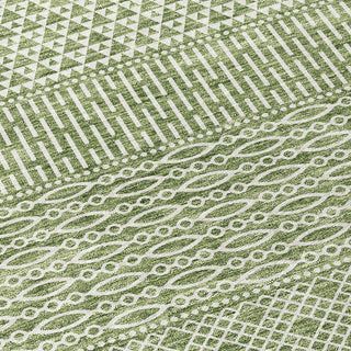 Piper Looms Chantille Stripes ACN939 Green Machine Washable Area Rug Swatch Image