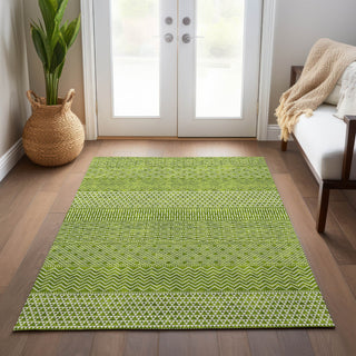 Piper Looms Chantille Stripes ACN939 Lime Machine Washable Area Rug Lifestyle Image Feature