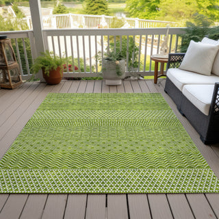 Piper Looms Chantille Stripes ACN939 Lime Machine Washable Area Rug Outdoor Lifestyle Image Feature