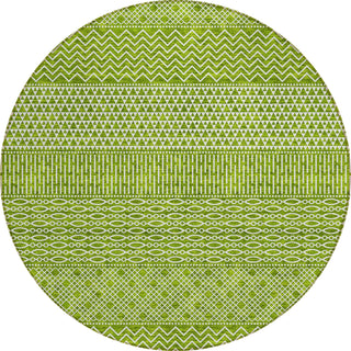 Piper Looms Chantille Stripes ACN939 Lime Machine Washable Area Rug Round Main Image