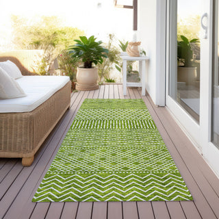 Piper Looms Chantille Stripes ACN939 Lime Machine Washable Area Rug Runner Outdoor Lifestyle Image Feature