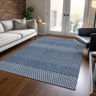 Piper Looms Chantille Stripes ACN939 Navy Machine Washable Area Rug Lifestyle Image Feature