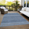 Piper Looms Chantille Stripes ACN939 Navy Machine Washable Area Rug Outdoor Lifestyle Image Feature