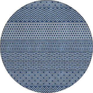 Piper Looms Chantille Stripes ACN939 Navy Machine Washable Area Rug Round Main Image