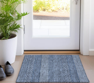 Piper Looms Chantille Stripes ACN939 Navy Machine Washable Area Rug Scatter Lifestyle Image Feature