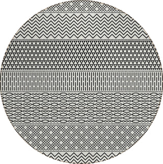 Piper Looms Chantille Stripes ACN939 White Machine Washable Area Rug Round Main Image