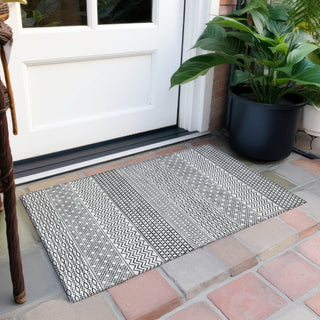 Piper Looms Chantille Stripes ACN939 White Machine Washable Area Rug Scatter Outdoor Lifestyle Image Feature