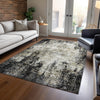 Piper Looms Chantille Abstract ACN940 Black Machine Washable Area Rug Lifestyle Image Feature