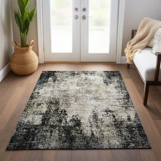 Piper Looms Chantille Abstract ACN940 Black Machine Washable Area Rug Lifestyle Image Feature