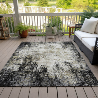Piper Looms Chantille Abstract ACN940 Black Machine Washable Area Rug Outdoor Lifestyle Image Feature