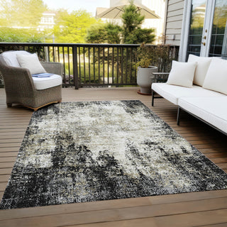 Piper Looms Chantille Abstract ACN940 Black Machine Washable Area Rug Outdoor Lifestyle Image Feature