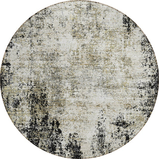 Piper Looms Chantille Abstract ACN940 Black Machine Washable Area Rug Round Main Image