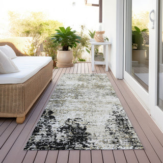 Piper Looms Chantille Abstract ACN940 Black Machine Washable Area Rug Runner Outdoor Lifestyle Image Feature