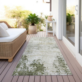 Piper Looms Chantille Abstract ACN940 Olive Machine Washable Area Rug Runner Outdoor Lifestyle Image Feature
