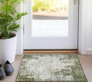 Piper Looms Chantille Abstract ACN940 Olive Machine Washable Area Rug Scatter Lifestyle Image Feature