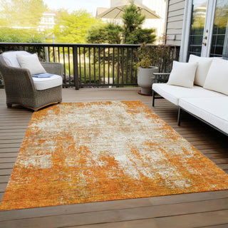 Piper Looms Chantille Abstract ACN940 Orange Machine Washable Area Rug Outdoor Lifestyle Image Feature