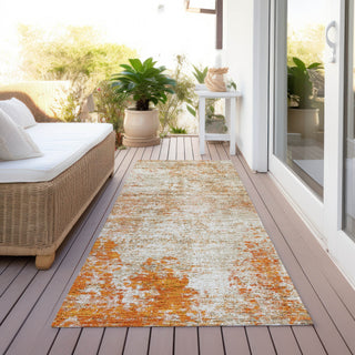 Piper Looms Chantille Abstract ACN940 Orange Machine Washable Area Rug Runner Outdoor Lifestyle Image Feature