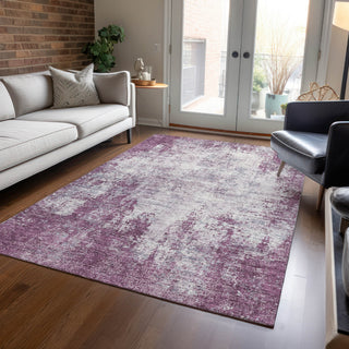 Piper Looms Chantille Abstract ACN940 Plum Machine Washable Area Rug Lifestyle Image Feature