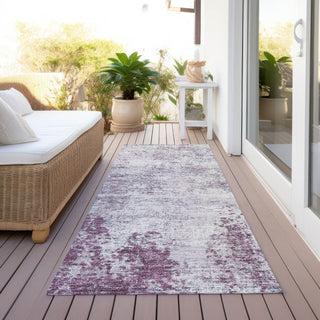 Piper Looms Chantille Abstract ACN940 Plum Machine Washable Area Rug Runner Outdoor Lifestyle Image Feature