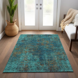 Piper Looms Chantille Abstract ACN940 Teal Machine Washable Area Rug Lifestyle Image Feature