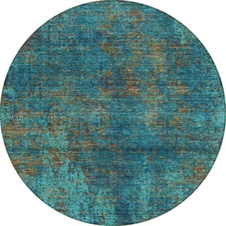 Piper Looms Chantille Abstract ACN940 Teal Machine Washable Area Rug Round Main Image