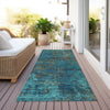 Piper Looms Chantille Abstract ACN940 Teal Machine Washable Area Rug Runner Outdoor Lifestyle Image Feature