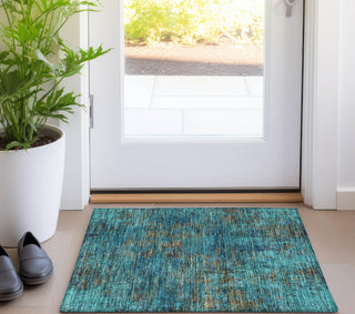 Piper Looms Chantille Abstract ACN940 Teal Machine Washable Area Rug Scatter Lifestyle Image Feature