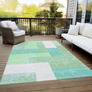 Piper Looms Chantille Rectangles ACN941 Aloe Machine Washable Area Rug Outdoor Lifestyle Image Feature