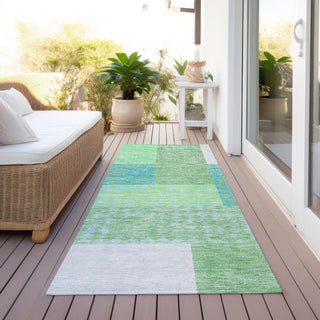 Piper Looms Chantille Rectangles ACN941 Aloe Machine Washable Area Rug Runner Outdoor Lifestyle Image Feature