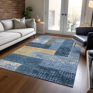 Piper Looms Chantille Rectangles ACN941 Denim Machine Washable Area Rug Lifestyle Image Feature