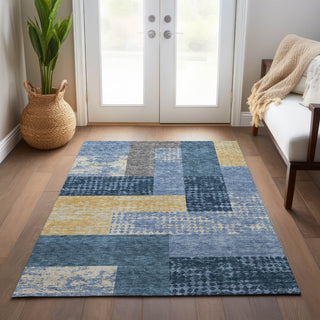 Piper Looms Chantille Rectangles ACN941 Denim Machine Washable Area Rug Lifestyle Image Feature