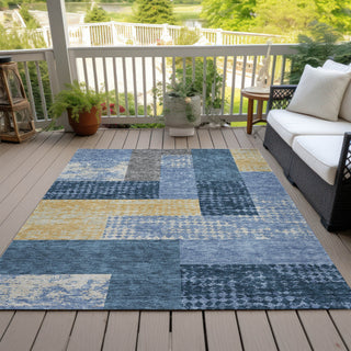 Piper Looms Chantille Rectangles ACN941 Denim Machine Washable Area Rug Outdoor Lifestyle Image Feature