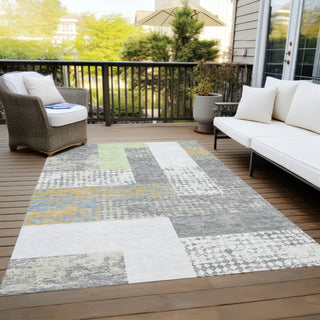 Piper Looms Chantille Rectangles ACN941 Gray Machine Washable Area Rug Outdoor Lifestyle Image Feature