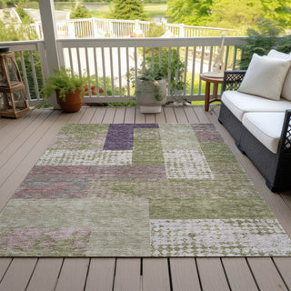 Piper Looms Chantille Rectangles ACN941 Green Machine Washable Area Rug Outdoor Lifestyle Image Feature