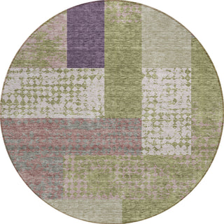 Piper Looms Chantille Rectangles ACN941 Green Machine Washable Area Rug Round Main Image