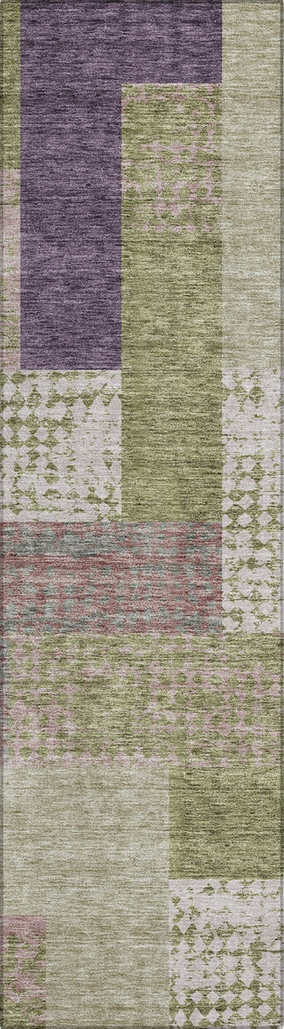 Piper Looms Chantille Rectangles ACN941 Green Machine Washable Area Rug Runner Main Image