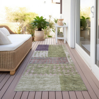 Piper Looms Chantille Rectangles ACN941 Green Machine Washable Area Rug Runner Outdoor Lifestyle Image Feature