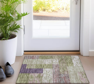Piper Looms Chantille Rectangles ACN941 Green Machine Washable Area Rug Scatter Lifestyle Image Feature