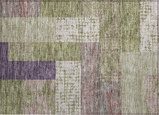 Piper Looms Chantille Rectangles ACN941 Green Machine Washable Area Rug Scatter Main Image