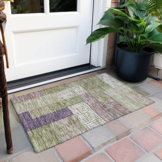 Piper Looms Chantille Rectangles ACN941 Green Machine Washable Area Rug Scatter Outdoor Lifestyle Image Feature