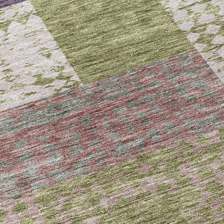 Piper Looms Chantille Rectangles ACN941 Green Machine Washable Area Rug Swatch Image