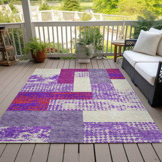 Piper Looms Chantille Rectangles ACN941 Lavender Machine Washable Area Rug Outdoor Lifestyle Image Feature
