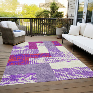 Piper Looms Chantille Rectangles ACN941 Lavender Machine Washable Area Rug Outdoor Lifestyle Image Feature