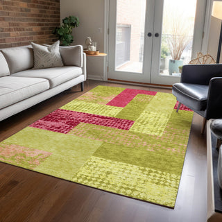 Piper Looms Chantille Rectangles ACN941 Lime Machine Washable Area Rug Lifestyle Image Feature