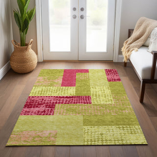 Piper Looms Chantille Rectangles ACN941 Lime Machine Washable Area Rug Lifestyle Image Feature