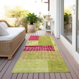 Piper Looms Chantille Rectangles ACN941 Lime Machine Washable Area Rug Runner Outdoor Lifestyle Image Feature
