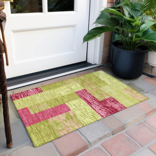 Piper Looms Chantille Rectangles ACN941 Lime Machine Washable Area Rug Scatter Outdoor Lifestyle Image Feature